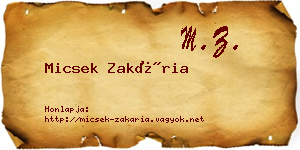 Micsek Zakária névjegykártya